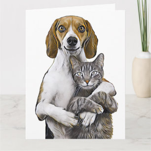 OPPOSITES ATTRACT CAT & DOG WEDDING GREETING CARDS