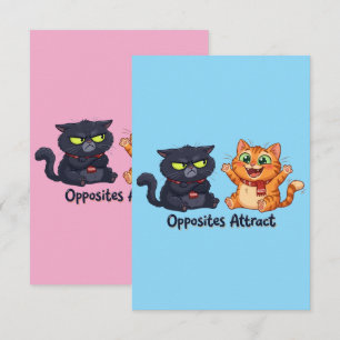 Opposites Attract Cute Cats Design Thank You Card