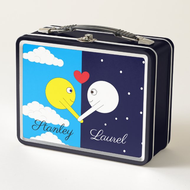 Opposites Attract - Sun & Moon in Love: Metal Lunch Box (Front)