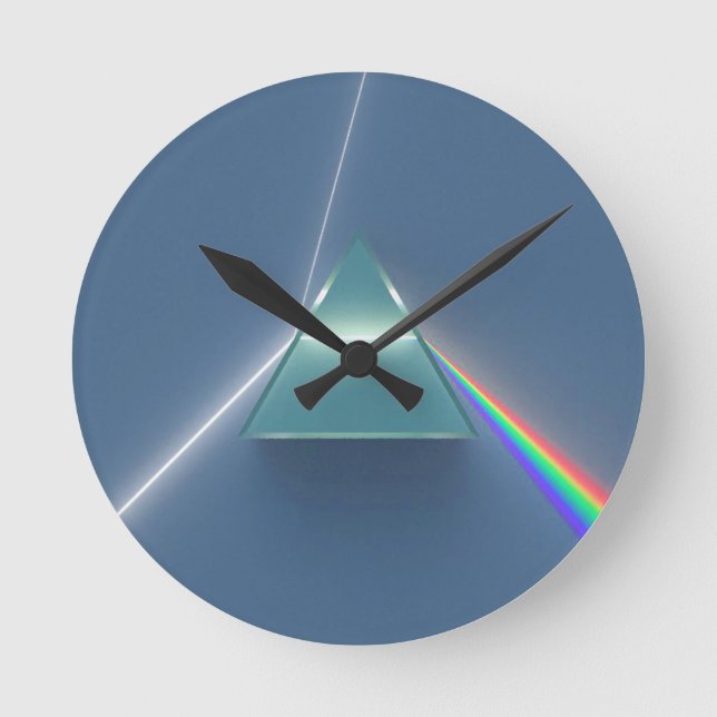 Optic Prism Refracting and Reflecting Light Round Clock (Front)
