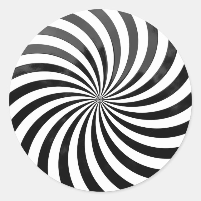 optical deception Black & White Stripes Classic Round Sticker (Front)