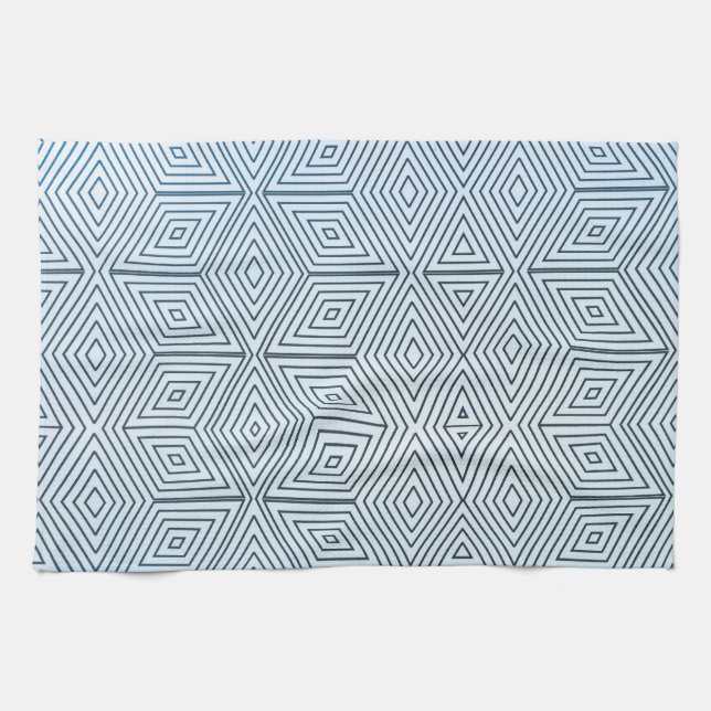 Optical Illusion 3D Squares Diamonds dish Tea Towel (Horizontal)