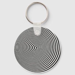 Optical illusion 3D white Optical 3 D Circle Key Ring