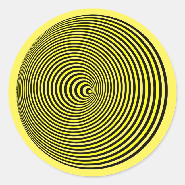 Optical illusion 3D Yellow Vibrate Circle Classic Round Sticker (Front)