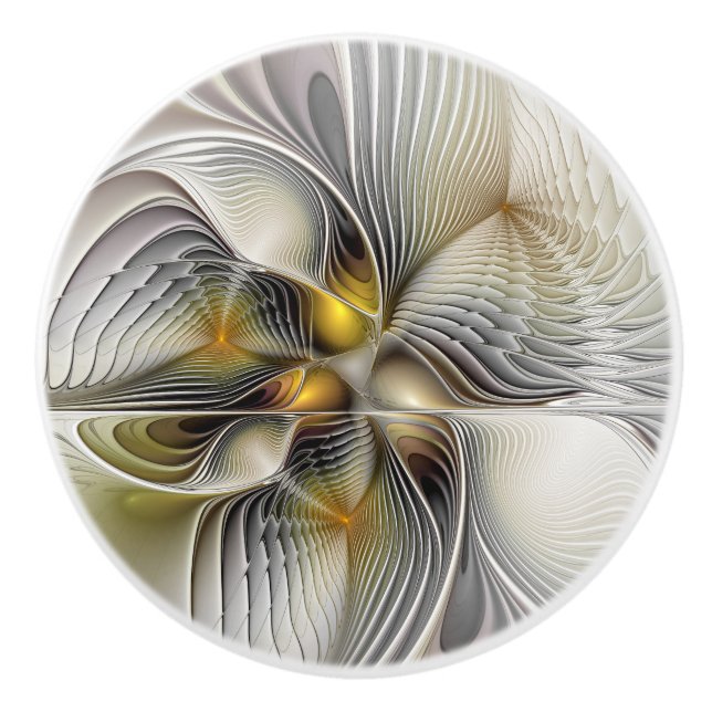 Optical Illusion Abstract 3D Fractal With Depth Ceramic Knob (Front)