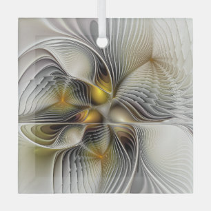 Optical Illusion Abstract 3D Fractal With Depth Glass Tree Decoration
