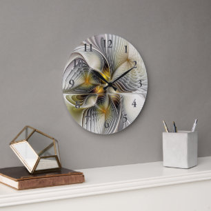 Optical Illusion Abstract 3D Fractal With Depth Large Clock
