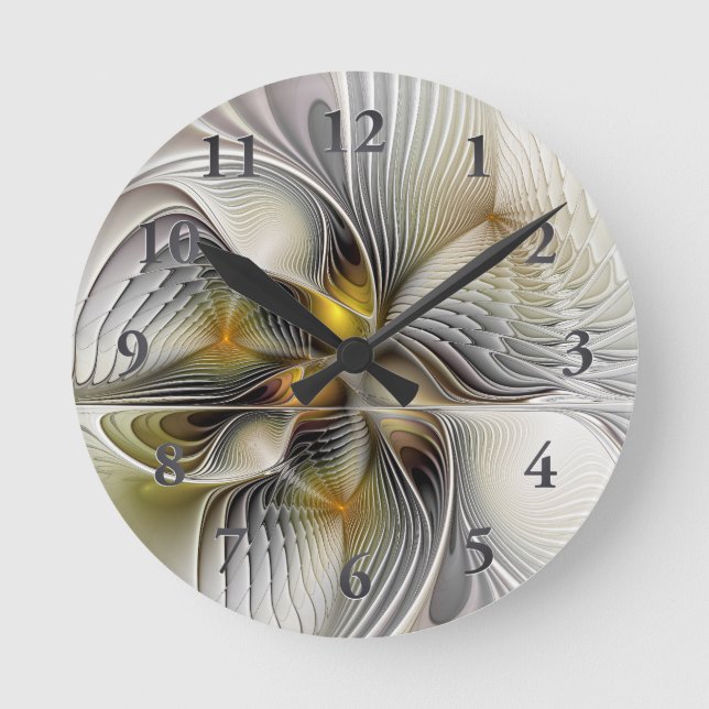 Optical Illusion Abstract 3D Fractal With Depth Round Clock (Front)