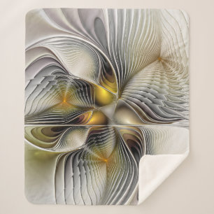 Optical Illusion Abstract 3D Fractal With Depth Sherpa Blanket