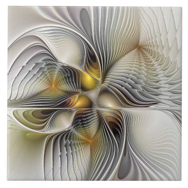Optical Illusion Abstract 3D Fractal With Depth Tile (Front)