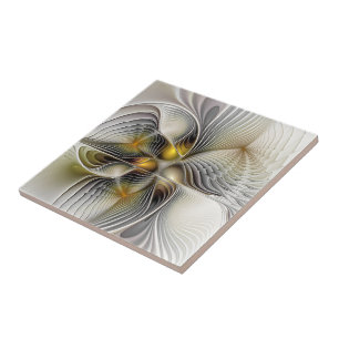 Optical Illusion Abstract 3D Fractal With Depth Tile