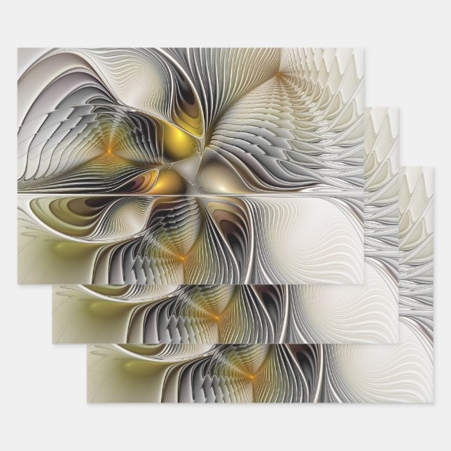 Optical Illusion Abstract 3D Fractal With Depth Wrapping Paper Sheet (Set)