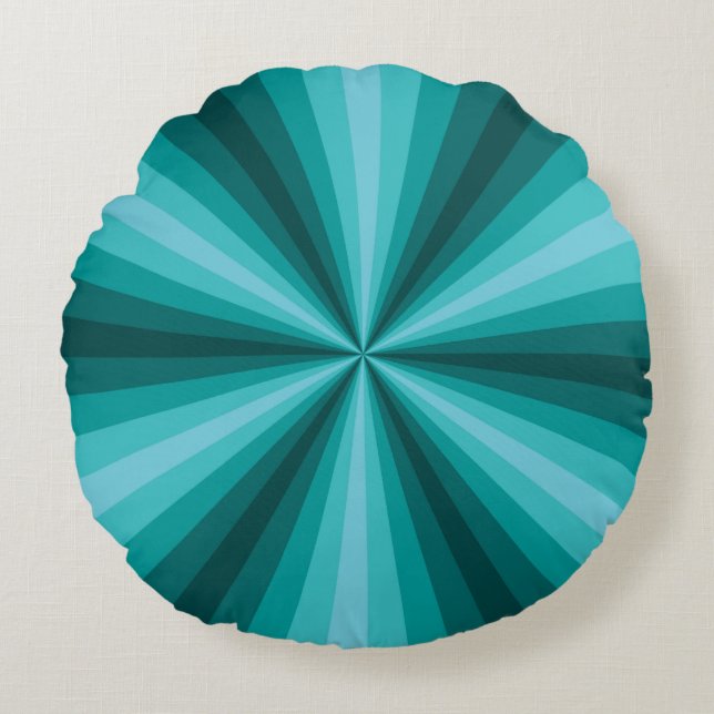 Optical Illusion Aqua Round Pillow (Front)