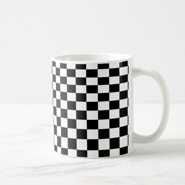 Optical Illusion Black and White Checkers Coffee Mug (Right)