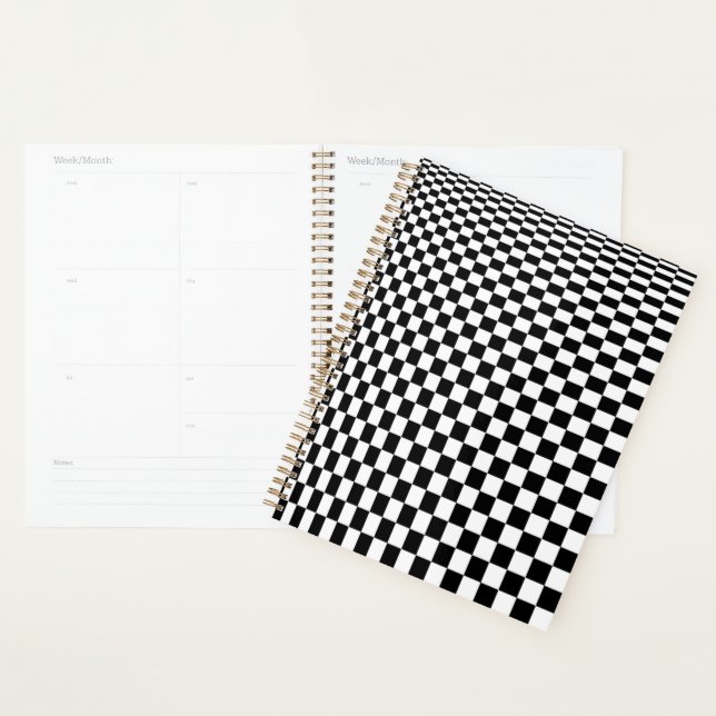 Optical Illusion Black and White Chequered Pattern Planner (Display)