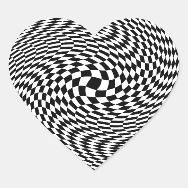 Optical Illusion Black and White Heart Sticker (Front)