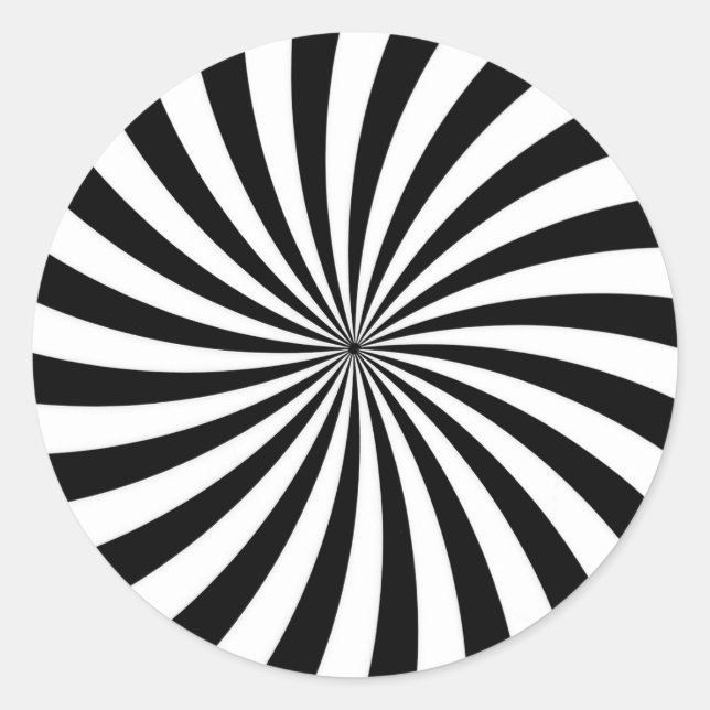 Optical Illusion Black White Swirl Classic Round Sticker (Front)