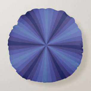 Optical Illusion Blue Round Pillow