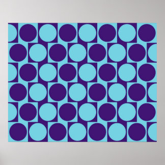 Optical Illusion Cafe Wall Effect Circles Blue Poster