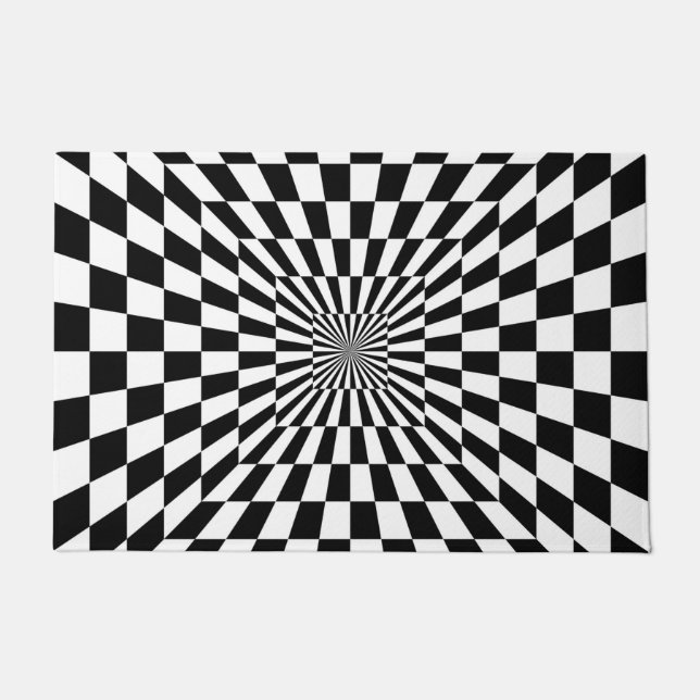 optical illusion chessboard tunnel doormat (Front)