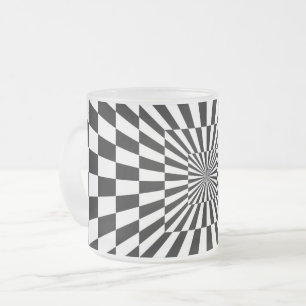 optical illusion chessboard tunnel frosted glass coffee mug