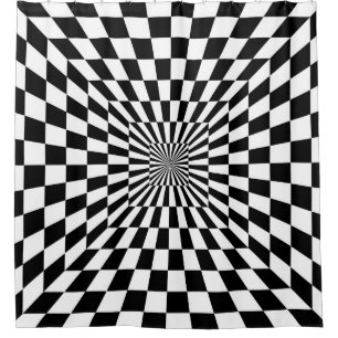 optical illusion chessboard tunnel shower curtain