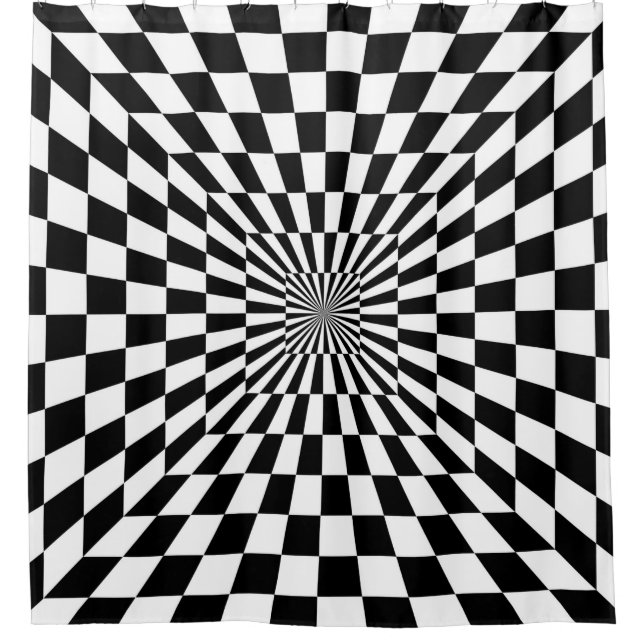 optical illusion chessboard tunnel shower curtain (Front)