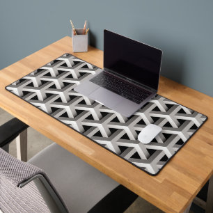 optical illusion chic black grey geometric pattern desk mat