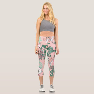 Optical Illusion Circles: Monochrome Seamless Patt Capri Leggings