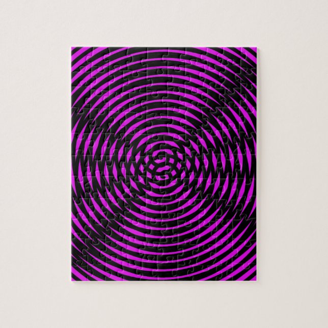 Optical Illusion Colorful Neon Pink Black Bright Jigsaw Puzzle (Vertical)