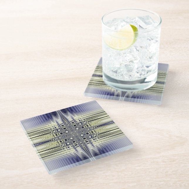 Optical Illusion Colourful Fractal Glass Coaster (Angled)