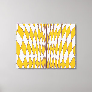Optical Illusion Curved Diamonds Yellow Canvas Print