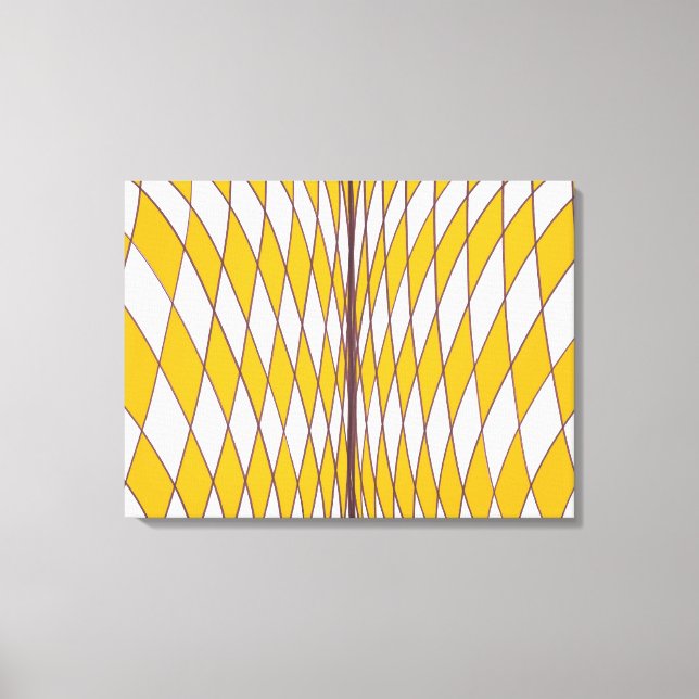 Optical Illusion Curved Diamonds Yellow Canvas Print (Front)