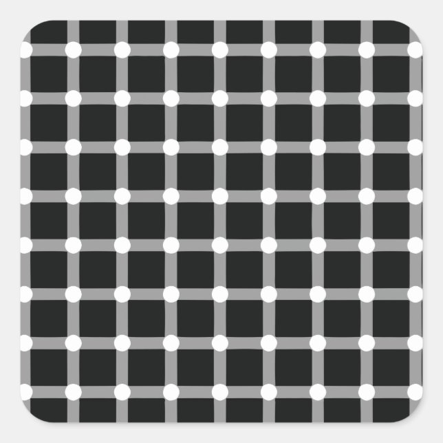 Optical Illusion Design Disappearing Black Dots Square Sticker (Front)