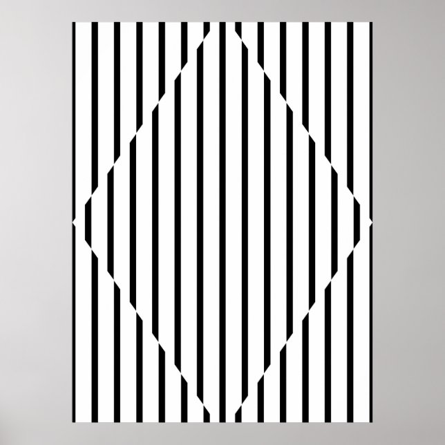 Optical Illusion Diamond Lines Black White Poster (Front)
