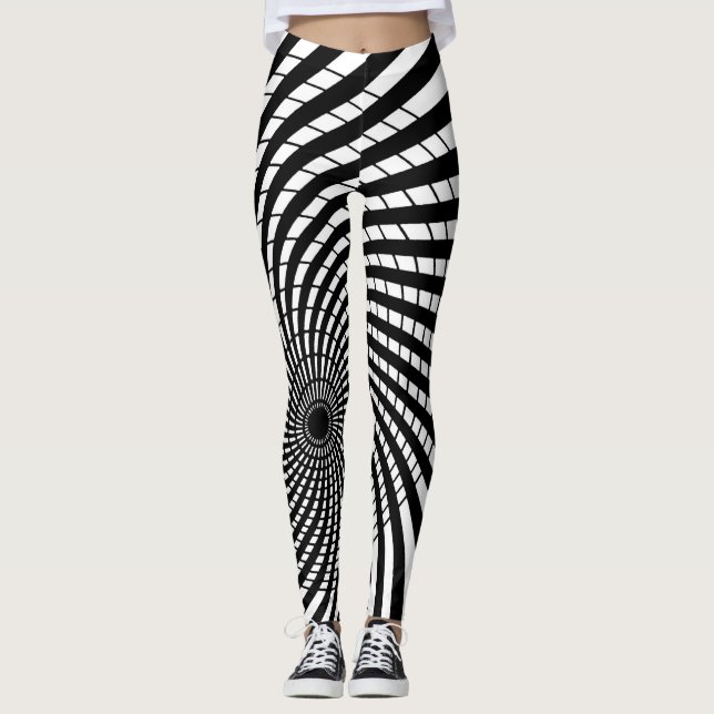 OPTICAL ILLUSION Geometric Art Hypnotic Designs Leggings (Front)