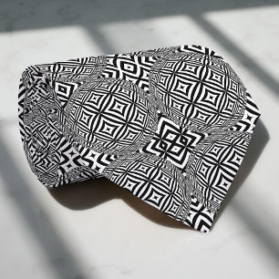Optical Illusion Geometric Black And White Pattern Tie