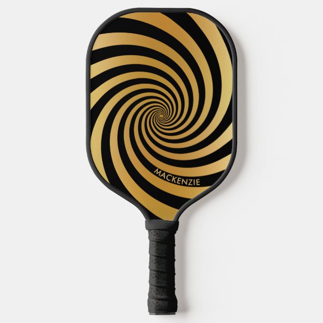 Optical Illusion Gold Spiral Custom Colour Name Pi Pickleball Paddle (Front)