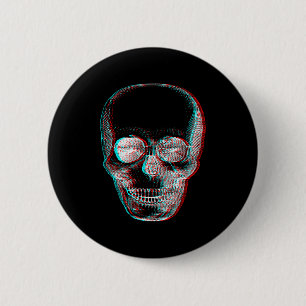 Optical Illusion Halloween Skeleton Skull 6 Cm Round Badge