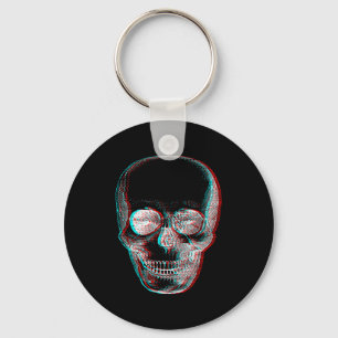 Optical Illusion Halloween Skeleton Skull  Key Ring