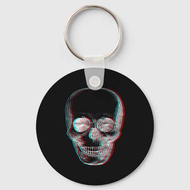 Optical Illusion Halloween Skeleton Skull  Key Ring (Front)
