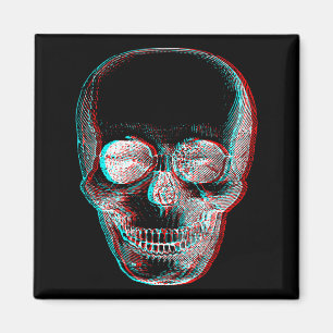 Optical Illusion Halloween Skeleton Skull Magnet