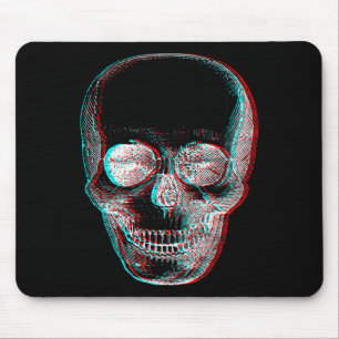 Optical Illusion Halloween Skeleton Skull  Mouse Pad