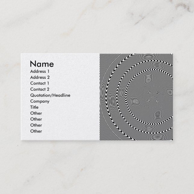 Optical Illusion - Hypnosis made easy Business Card (Front)