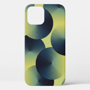 Optical illusion, linear circles, seamless pattern iPhone 12 case