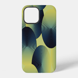 Optical illusion, linear circles, seamless pattern iPhone 12 case