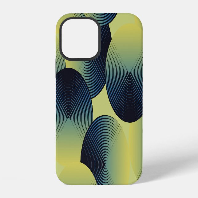 Optical illusion, linear circles, seamless pattern iPhone case (Back)