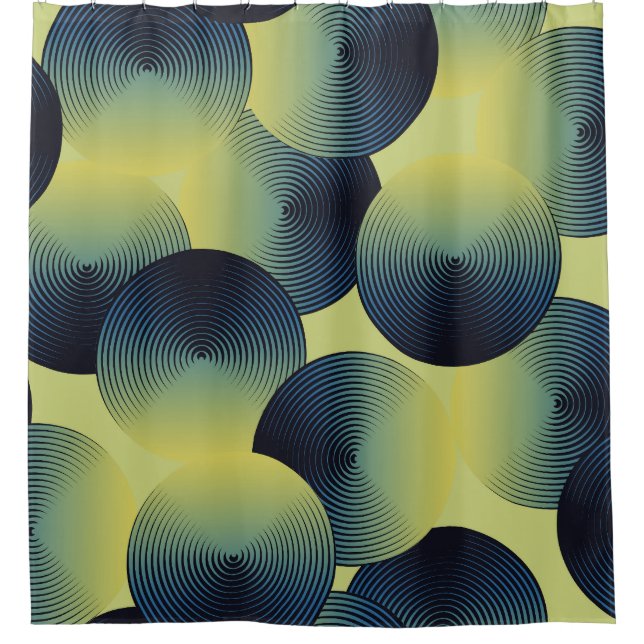 Optical illusion, linear circles, seamless pattern shower curtain (Front)