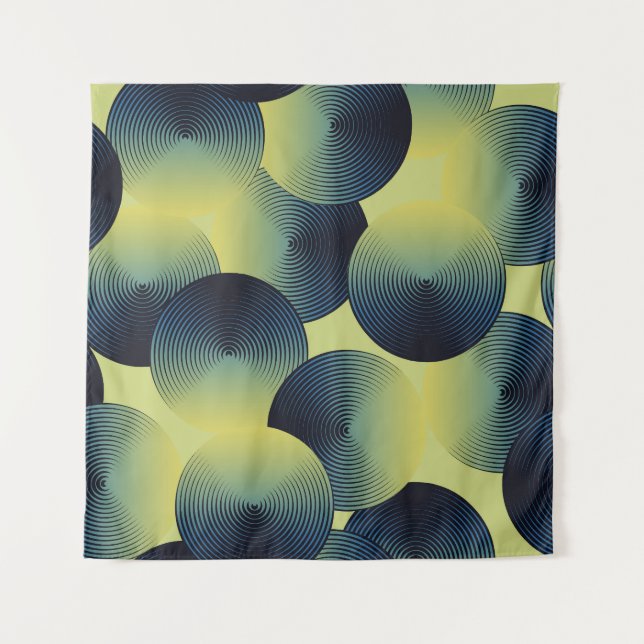 Optical illusion, linear circles, seamless pattern tapestry (Front)