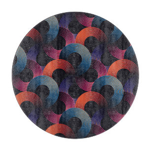 Optical illusion: metallic linear rings. cutting board